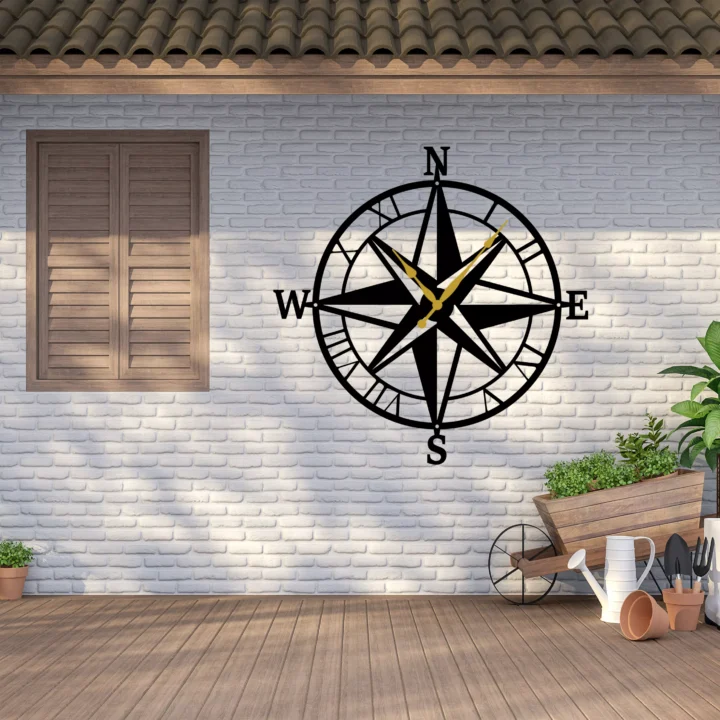 Compass Metal Wall Clock 2 image 2