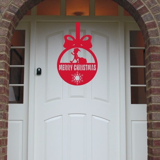 Christmas Wreath Elf Bauble Front Door Hanger image 3