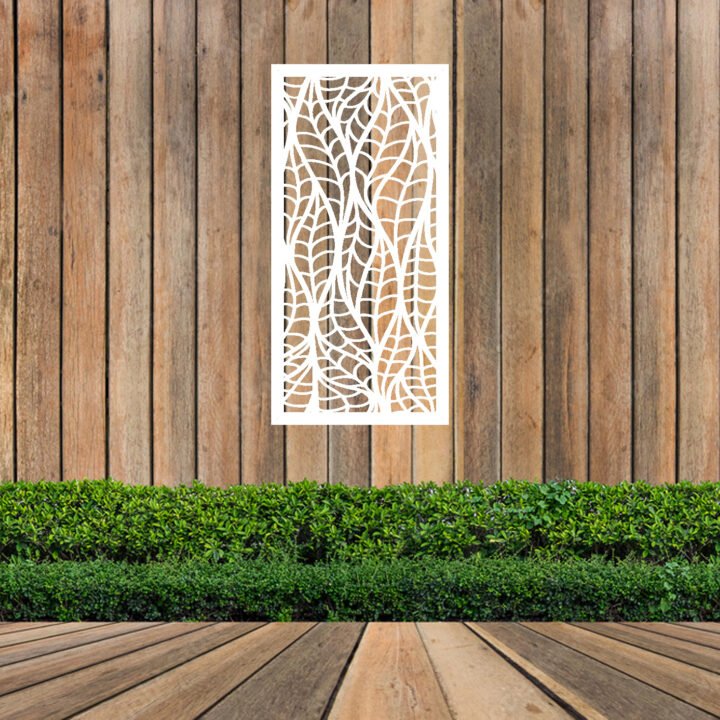 Metal Wall Art White Leaf Screen image