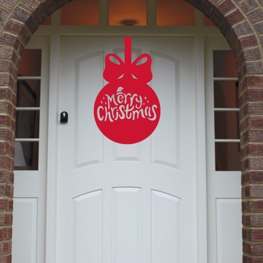 Christmas Wreath Merry Christmas Bauble Front Door Hanger image 3
