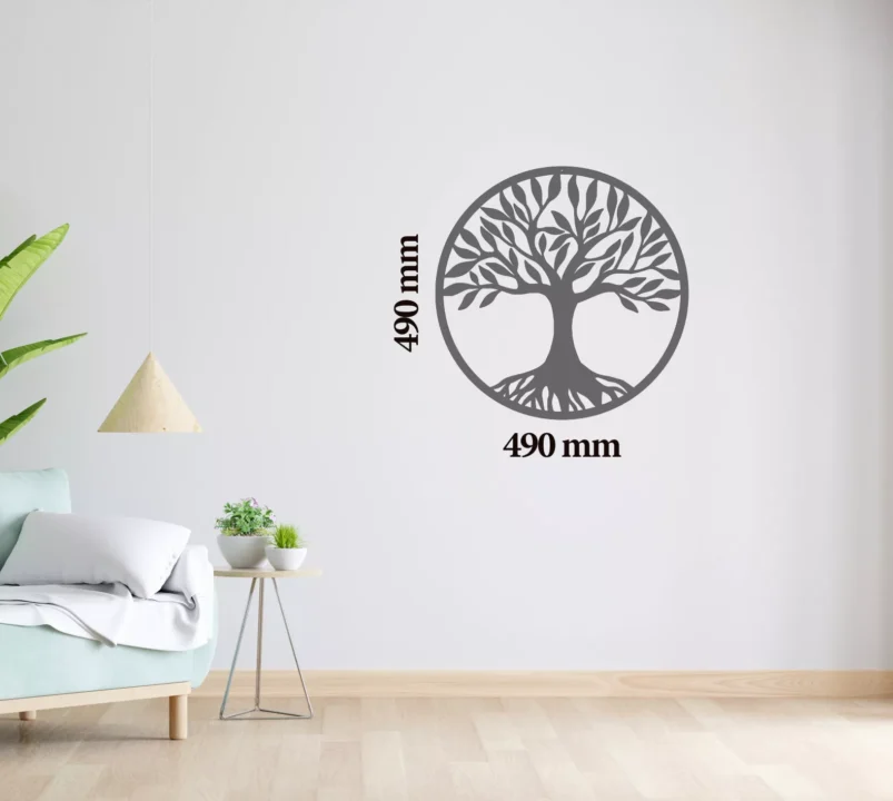 Metal Wall Art Tree Of Life Home Decor - Grey image