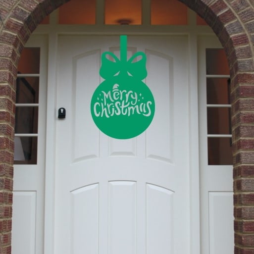 Christmas Wreath Merry Christmas Bauble Front Door Hanger - Green image