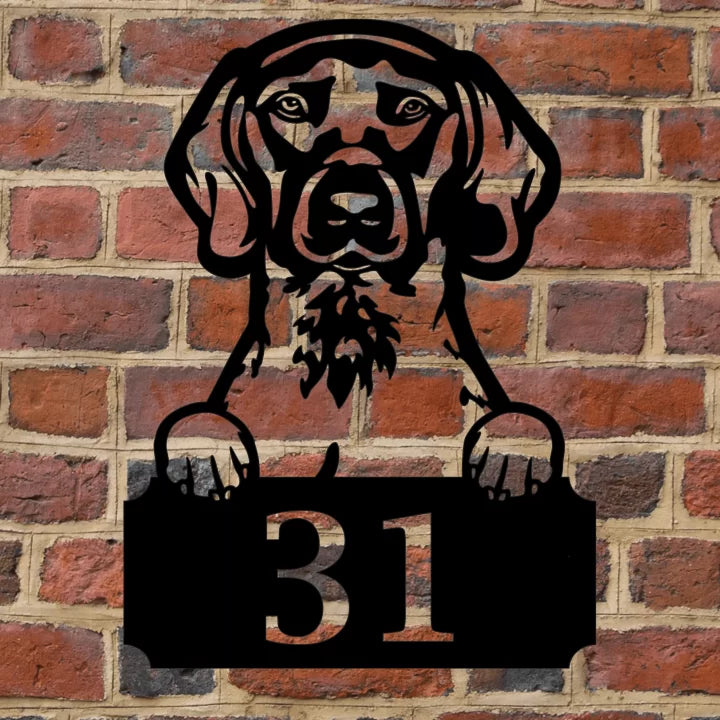 Metal House Number Peeping Dog image 6