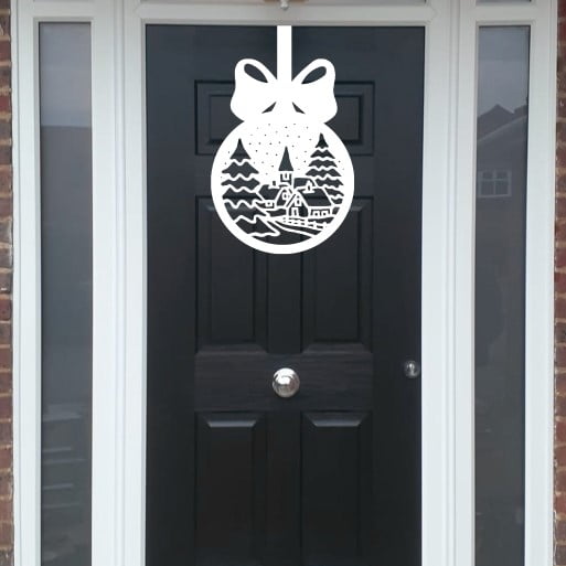 Christmas Wreath Village Bauble Front Door Hanger image 0