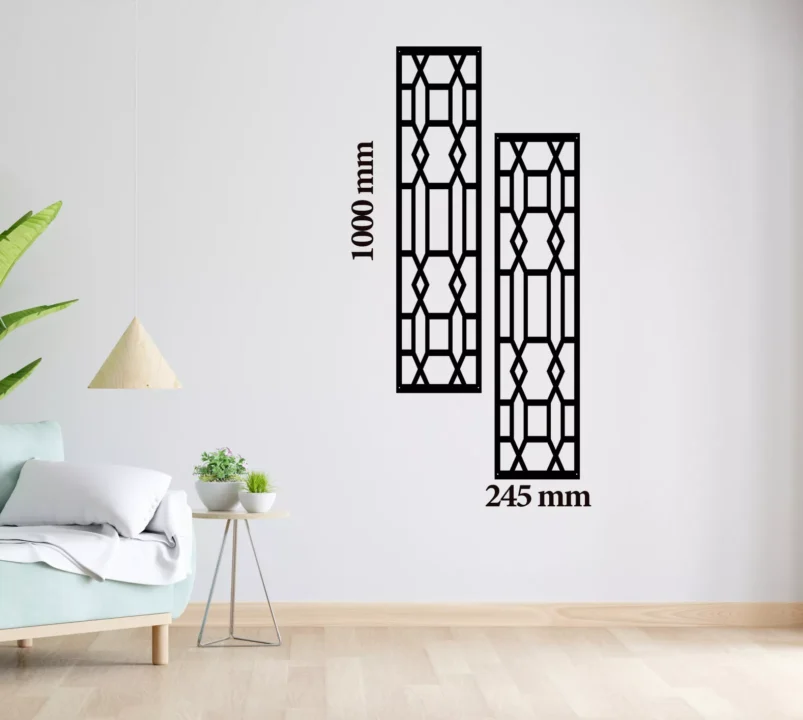 Metal Wall Art Vertical Abstract Diamond Set Home Decor image 0