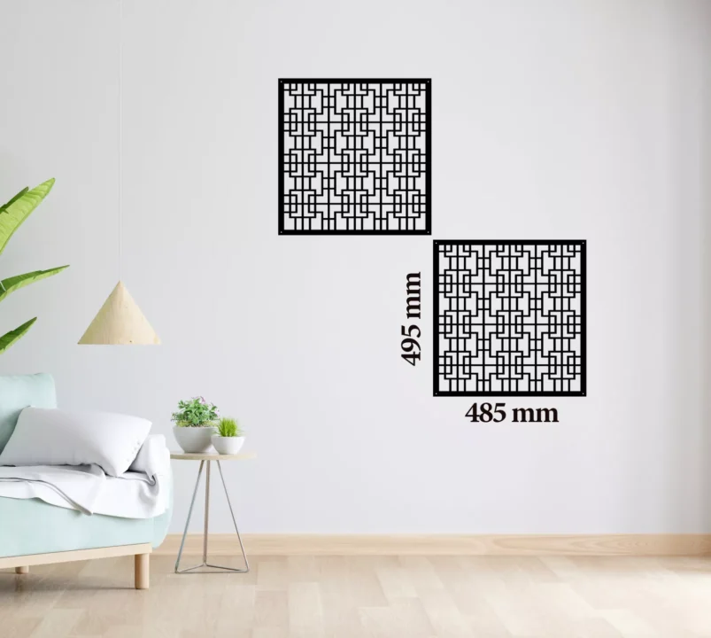 Metal Wall Art Geometric Squares Home Decor image 0