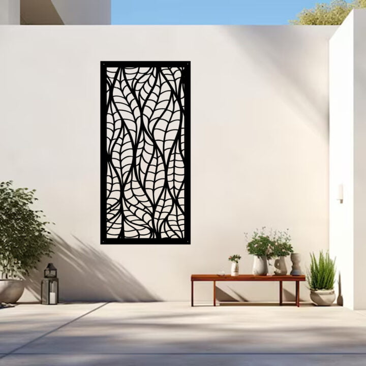 Metal Wall Art White Leaf Screen image 3