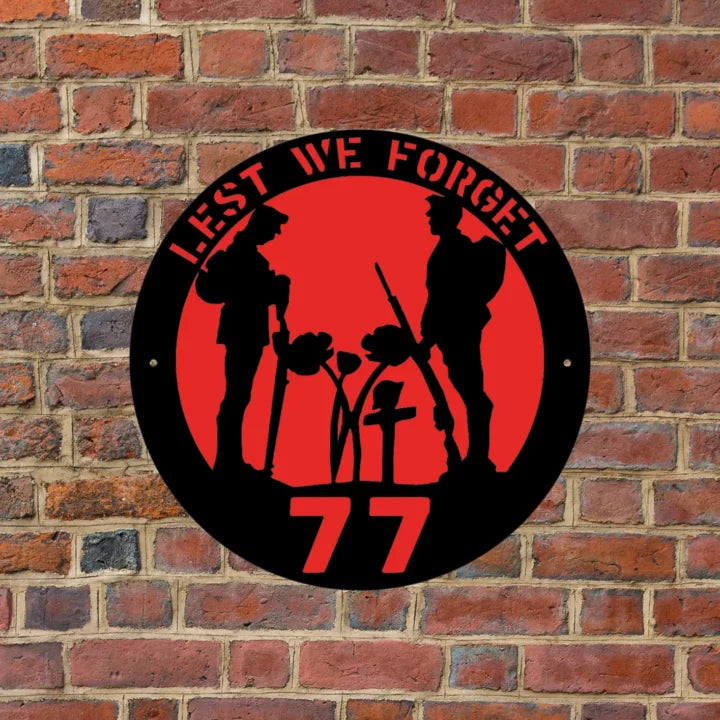 Metal House Number Sign Lest We Forget image 1