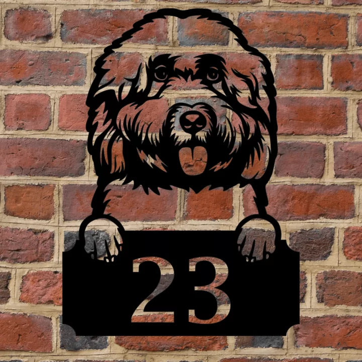 Metal House Number Peeping Dog image 16