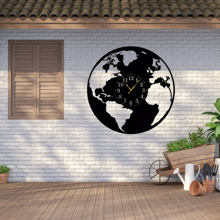Globe Metal Wall Clock image 1