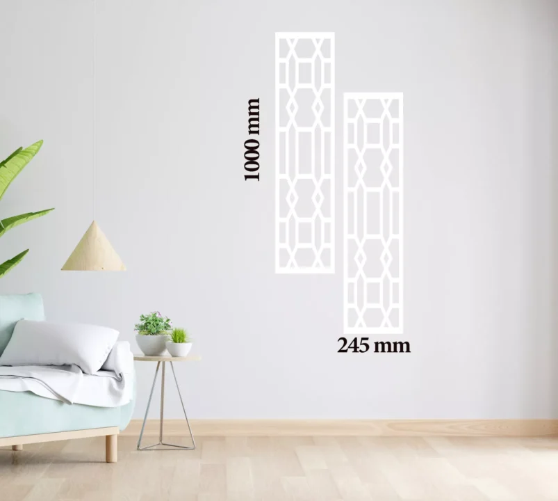 Metal Wall Art Vertical Abstract Diamond Set Home Decor image 1