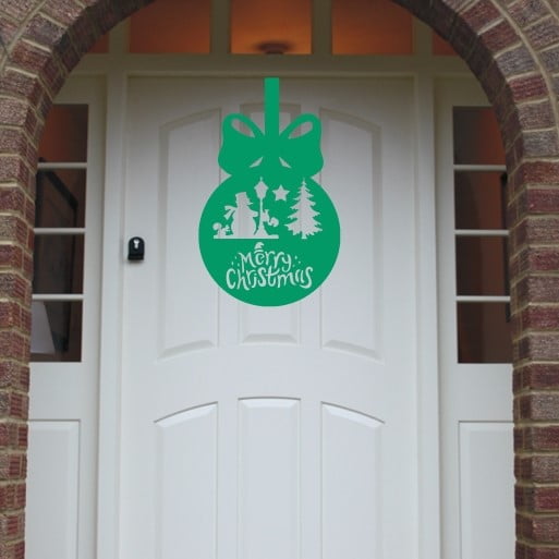 Christmas Wreath Snowman Bauble Front Door Hanger image 2