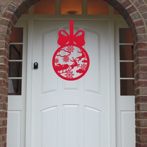 Christmas Wreath Santa Bauble Front Door Hanger image 0