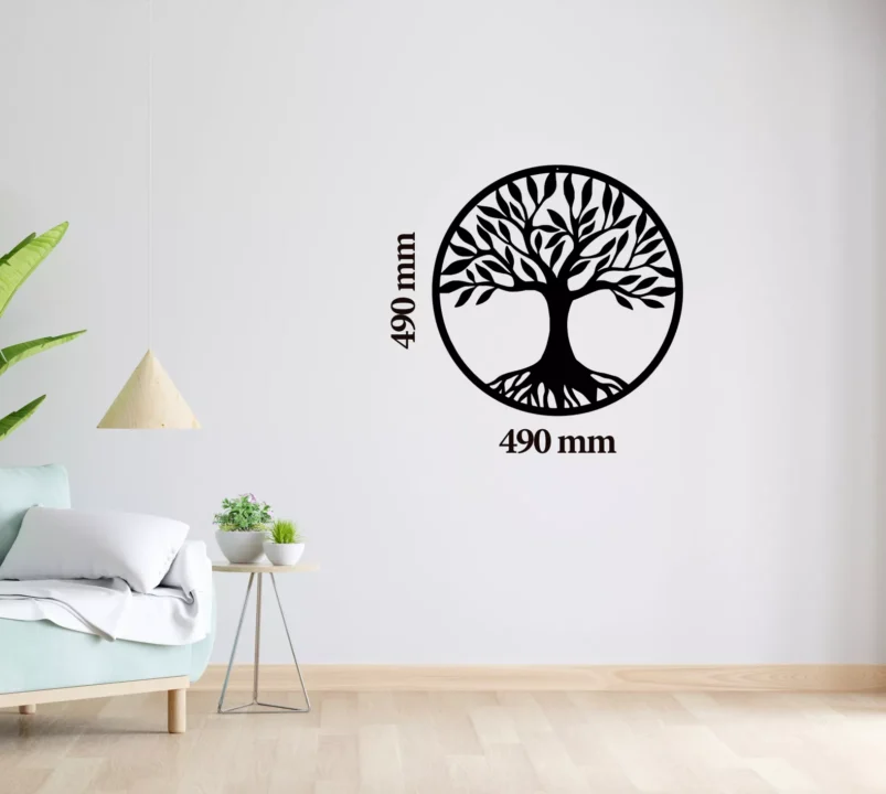 Metal Wall Art Tree Of Life Home Decor - Black image