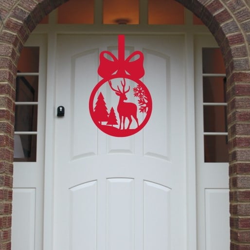 Christmas Wreath Christmas Stag front Door Hanger image 2
