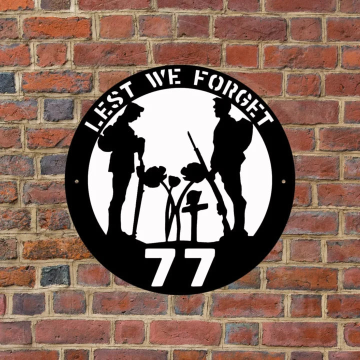 Metal House Number Sign Lest We Forget image 0