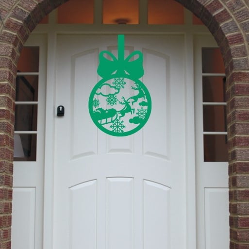 Christmas Wreath Santa Bauble Front Door Hanger image 3