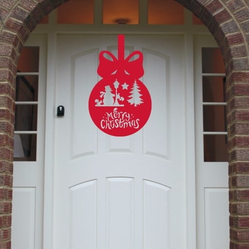 Christmas Wreath Snowman Bauble Front Door Hanger image 3