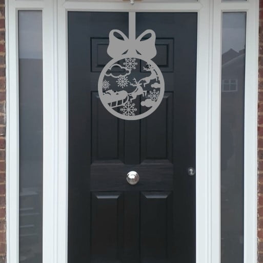 Christmas Wreath Santa Bauble Front Door Hanger image 2