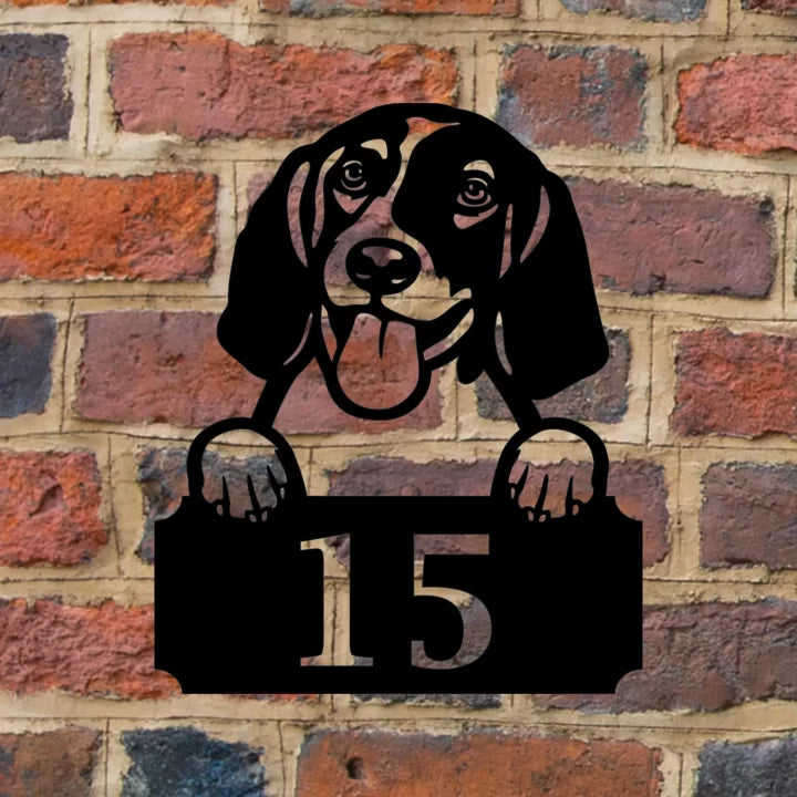 Metal House Number Peeping Dog image 11