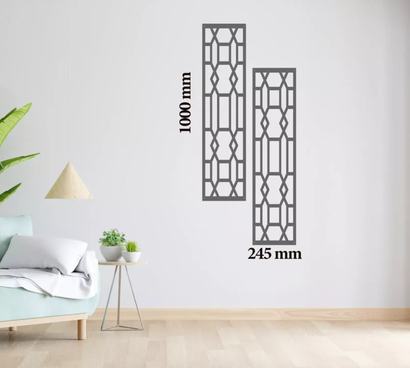 Metal Wall Art Vertical Abstract Diamond Set Home Decor image 2