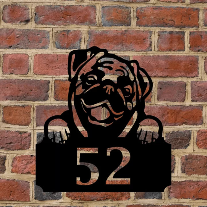 Metal House Number Peeping Dog image 0