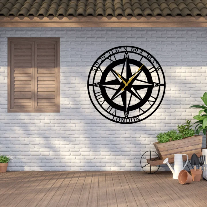 Coordinates Compass Metal Wall Clock image 1