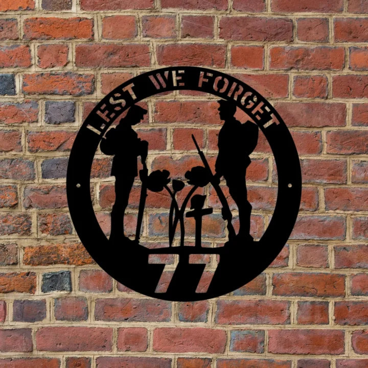 Metal House Number Sign Lest We Forget image 2