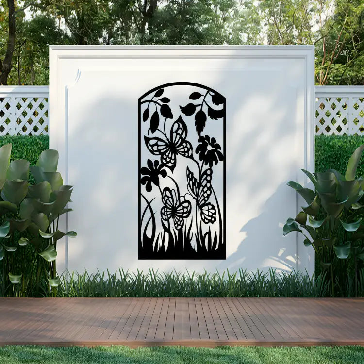 Metal Wall Art Butterfly Flower Screen image 0